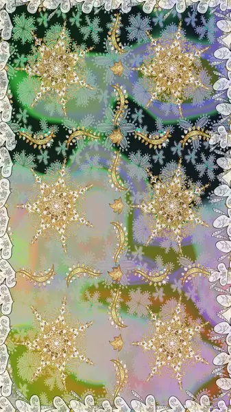 Barok tarzında kusursuz bir doğulu süsü. Tarafsız renklerde ve altın elementlerle geleneksel klasik altın raster deseni.