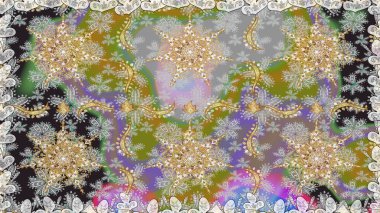 Antika altın tekrarlanabilir duvar kağıdı. Gri renklerdeki altın element. Barok tarzında altın çiçekli süs. Damask pürüzsüz tekrarlama deseni.