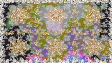 Antika altın tekrarlanabilir duvar kağıdı. Gri renklerdeki altın element. Barok tarzında altın çiçekli süs. Damask pürüzsüz tekrarlama deseni.