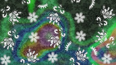 Yeşil ve mavi renkte çiçekler. Küçük çiçekte sevimli çiçek deseni var..