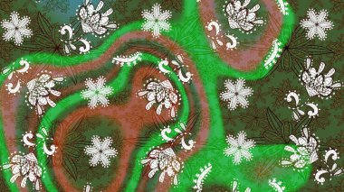 Çiçeksel fantezi tasarımı ve parlak bir arka plan çizimi. Düz Çiçek Elementleri Tasarımı. Renkli Bahar Teması çizim şablonu.