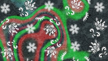 Raster illüstrasyonu. Çiçek. Taslak dekoratif arka plan, çiçek mandala. Gri ve yeşil renklerde.