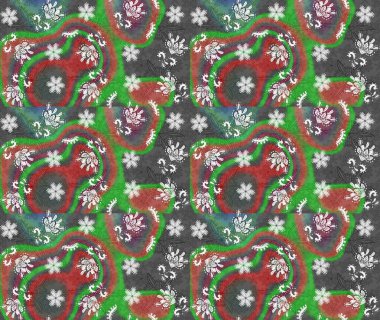 Yumuşak, yaz çiçekli arka plan. Çiçekli karalama şeklinde Raster çiçek deseni. Gri ve yeşil renkte çiçekler.