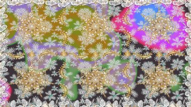 Damask arkaplanı tekerrür ediyor. Barok tarzında altın çiçek süsü. Gri renklerdeki altın element. Antika altın tekrarlanabilir duvar kağıdı.