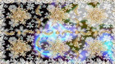 Paisleys zarif çiçek desenli arkaplan duvar kâğıdı çizimi klasik stil, modern 3D çizgili sanat eseri altın ve nötr desenli çiçek yaprakları ve süslemeleri..