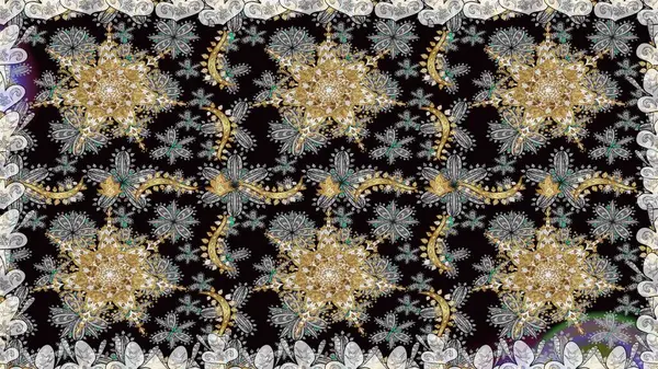 Gri renkli ve altın elementli altın desenli. Raster oryantal süs. Kusursuz altın desen.