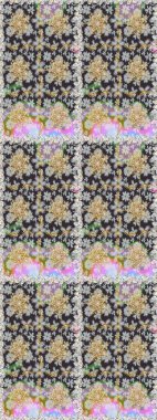 Çiçek deseni. Şık bir grafik desen. Gri renklerdeki altın elementler. Duvar kâğıdı barok, İspanyol kumaşı. Kusursuz raster arkaplanı.