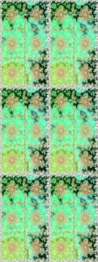 Raster oryantal süs. Barok tarzında kusursuz bir doğulu süsü. Geleneksel klasik altın desen. Altın elementlerle yeşil renklerde altın desen.