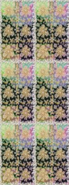 Çizgi sanatı tasarım şablonu için kusursuz sınır. Altın desenli çiçek dekoru. Doğu tarzı element. Davetiyeler, kartlar, web sayfası için Raster illüstrasyon. Tarafsız renklerde altın element.