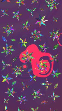 Çiçek izi. Mor ve mor renkli çiçekler suluboya stilinde. Suluboya çizim deseni.