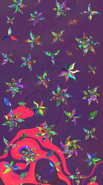 Raster illüstrasyonu. Taslak dekoratif arka plan, çiçek mandala. Çiçek. Mor ve mor renklerde.