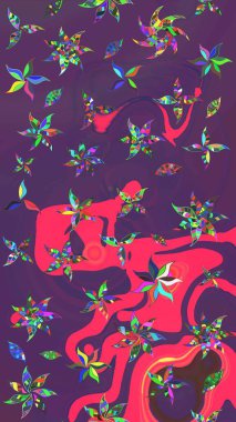 Mor ve pembe renkte çiçekler. Renkli Yaz Temalı eskiz kalıbı. Düz Çiçek Elementleri Tasarımı. Raster illüstrasyonunda çiçek deseni çizimi.