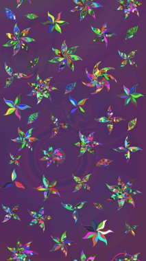 Tekrarlayan çiçek arkaplanı, zarif mor ve menekşe çiçekli duvar kağıdı. Mor ve mor renkler üzerine çiçek desenli çizimler, el yapımı papatyalar, papatyalar..