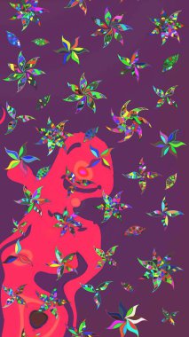 Kumaş desenli papatya çiçeği detayı. Mor ve pembe renkte çiçekler.