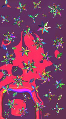 Motley illüstrasyonu. Küçük renkli çiçekler. Moda baskıları için zarif bir şablon. Çiçekli yaz çiçekleri. Robot resim. Küçük çiçekte şirin desenler.