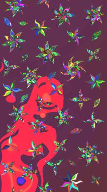 Yapraklı çizim şekli. Şirin, zarif çiçekler Raster illüstrasyonu. Poster ya da kapak için arka plan. Tekstil için figür. Davetiye ve kartpostal tasarımı için dekoratif çiçek unsurları.