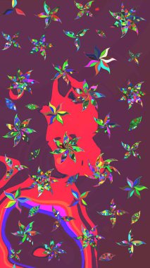 Çiçekli el çizimi çizimi deseni. Modern gelişim kahverengi ve pembe raster arka plan duvar kâğıdı resimleme klasik çizgili iz sürme desenli çiçekler, çiçekli süsler.