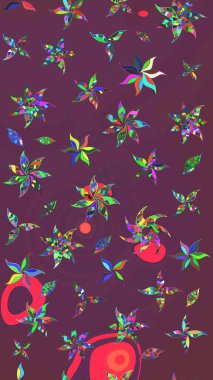 Küçük kahverengi ve mor renkte güzel bir besin torbası deseni, çiçekler. Millefleur 'lar. Tekstil, kumaş, kapaklar, duvar kağıtları, baskı, paket, koleksiyon defteri, örgü, dekupaj için çiçek arkaplanı.