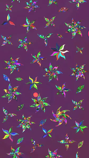 Raster suluboya çiçek deseni, narin çiçekler, mor ve yeşil çiçekler, tebrik kartı şablonu. Raster Güzel kumaş deseni.