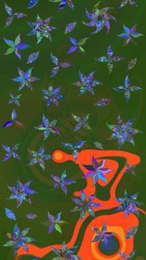 Zarif, parlak ve eskiz yeşil ve turuncu çiçek desenli tasarım. Sabıka baskıları, bebek kıyafetleri, duvar kâğıtları, paket kutuları vb..