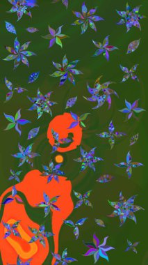 Fantezi çiçekli eskiz deseni, doğal duvar kağıdı, çiçek desenli kıvrım çizimi. Paisley el çizimi elementler. Ev dekoru.