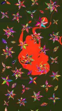 Ev dekoru. Fantezi çiçekli eskiz deseni, doğal duvar kağıdı, çiçek desenli kıvrım çizimi. Paisley el çizimi elementler.