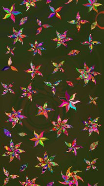 Tekstil için figür. Poster ya da kapak için arka plan. Davetiye ve kartpostal tasarımı için dekoratif çiçek unsurları. Yapraklı çizim şekli. Sevimli zarif çiçekler Raster illüstrasyonu.