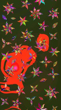 Güzel kumaş deseni. Raster suluboya deseni, narin çiçekler, yeşil ve gri çiçekler, tebrik kartı şablonu..