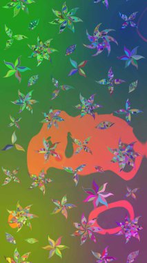 Yumuşak, yaz çiçekli arka plan. Çiçekli karalama şeklinde Raster çiçek deseni. Yeşil ve mavi renkte çiçekler.