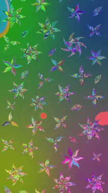 Klasik çiçekler. Suluboya resim taklit Raster çizimi. El çizimi, soyut ve süslü elementler. Yeşil ve mavi renkler. Yaz çiçekleri teması.