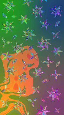 Raster illüstrasyonu. Güzel kumaş deseni. Bahar çiçekli güzel bir çiçek deseni..