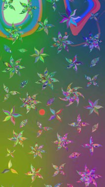 Raster deseni. Karalama çiçekleri çizim kalıbı. Sanat ilham verici ve mavi renkli çiçekler ve arkasında iz bırakıyor. Yeşil ve mavi el çizimi desen.