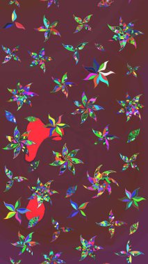 Kahverengi ve yeşil renklerde. Kahverengi ve yeşil renkte kahverengi ve yeşil papatya deseni. Raster illüstrasyonu.