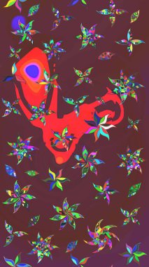 Güzel kumaş deseni. Renkli Yaz Temalı eskiz kalıbı. Düz Çiçek Elementleri Tasarımı. Raster illüstrasyonunda çiçek deseni çizimi.