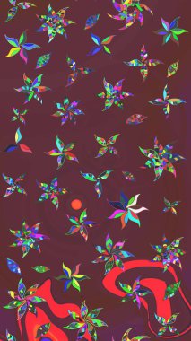 Kahverengi ve yeşil renklerde parlak çiçekli halı deseni.