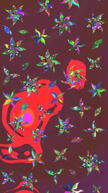 Yumuşak, yaz çiçekli arka plan. Kahverengi ve kırmızı renkte çiçekler. Raster çiçek desenli ve çiçekli..