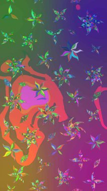 Vadinin çiçekleri mor ve yeşil renklerde. Çiçeksel çizim kalıbının çizimi.