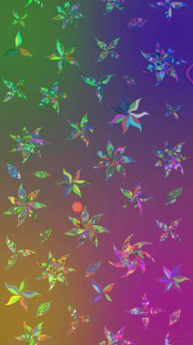 Düz Çiçek Elementleri Tasarım Raster illüstrasyonu. Çiçekli çiçek deseni, suluboya. Mor ve yeşil renkte çiçekler. Renkli Bahar Teması çizim şablonu.