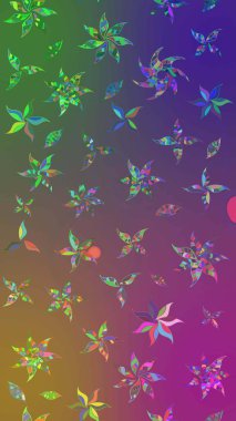 Mor ve yeşil renkli çiçekler. Çiçek desenli eskiz, darbeler, sıçramalar, yaz çiçekleri. Raster illüstrasyonu.