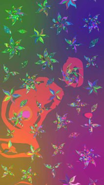 Güzel çiçek deseni. Renkli Bahar Teması eskiz kalıbı. Mor ve yeşil renkli çiçekler. Düz Çiçek Elementleri Tasarımı.