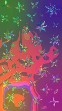 Yeşil ve pembe renklerde. Güzel kumaş deseni. Raster illüstrasyonu. Raster illüstrasyonunda çiçek deseni çizimi.