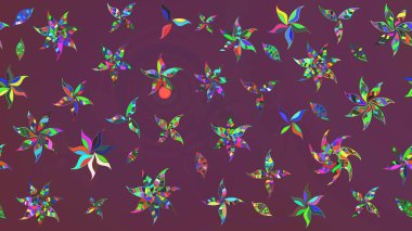 Çiçek ve yapraklı çiçek deseni. Küçük çiçekli şirin bir desen. Raster illüstrasyonu.