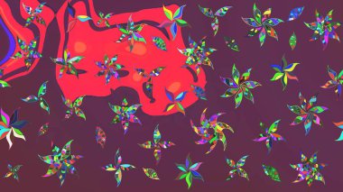 Klasik çiçek tasarımı elementleri. Kahverengi ve pembe kıvırcık çiçekler kahverengi ve pembe renklerde. Raster illüstrasyonu.