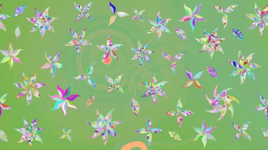 Küçük çiçekteki sevimli çiçek deseni. Raster deseni. Tarafsız ve yeşil renklerde yaz çiçekleri. Raster illüstrasyonu.