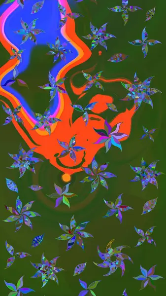 Sketch Floral Pattern in Raster illustration. Fancy fabric pattern. Colour Spring Theme sketch pattern Background. Flat Flower Elements Design.