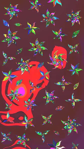 Yumuşak, yaz çiçekli arka plan. Kahverengi ve kırmızı renkte çiçekler. Raster çiçek desenli ve çiçekli..