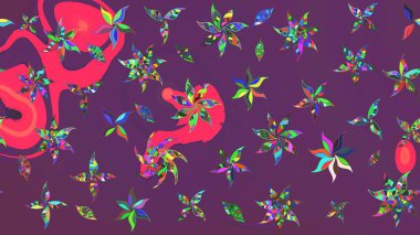 Eskiz geçmişi. Kumaş, tekstil, duvar kağıdı baskısı için. Tomurcukları papatya çiçekleri olan sevimli bir çiçek deseni. Miles Fleur, süslü püslü bir süs. Eski usul. Raster illüstrasyonu.