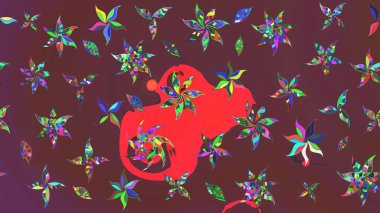 Düz Çiçek Elementleri Tasarımı. Raster illüstrasyonundaki çiçek desenli çizim. Süslü kumaş deseni. Renkli Bahar Teması çizim şablonu.