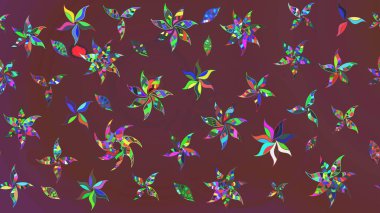 Raster illüstrasyonundaki çiçek desenli çizim. Düz Çiçek Elementleri Tasarımı. Güzel kumaş deseni. Renkli Bahar Teması çizim şablonu.