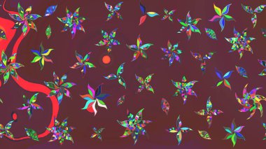 Moda baskıları için zarif bir şablon. Robot resim. Motley illüstrasyonu. Çiçekli bahar çiçekleri. Küçük çiçekte güzel bir desen. Küçük renkli çiçekler..